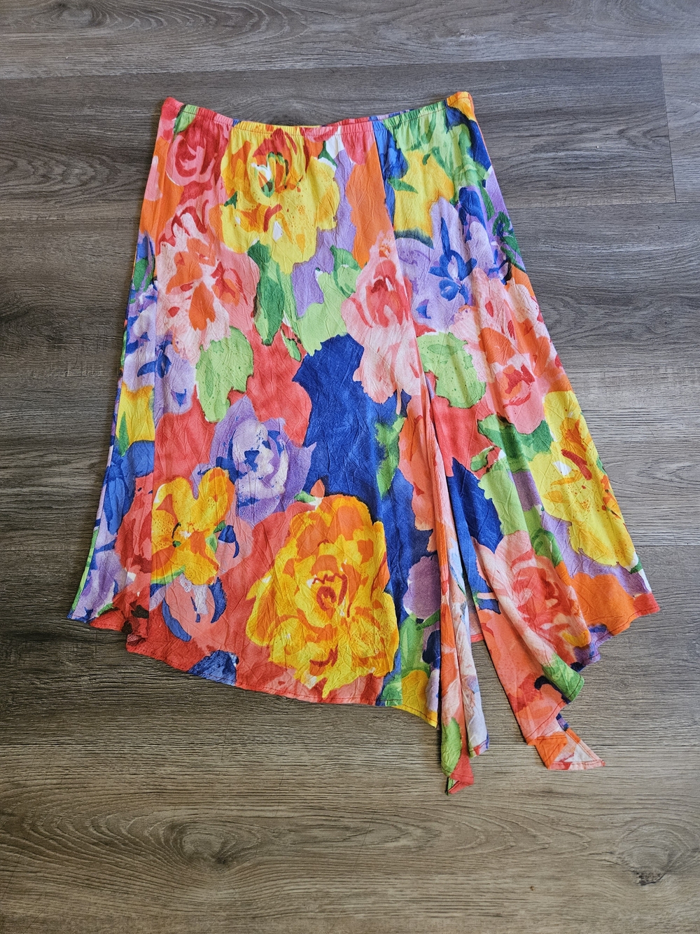 Vintage JAMS WORLD Bright Multicolor Floral Midi Skirt Sz. M